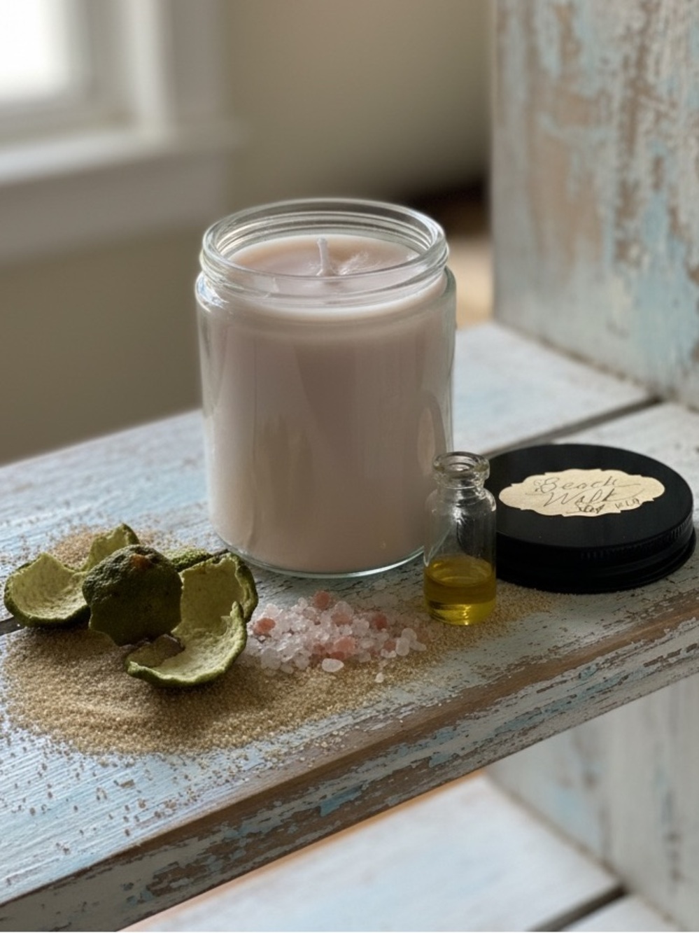 Handmade, Hand-Poured 8 oz Soy Pale Pink Beach Walk Scented Jar Candle
NWT